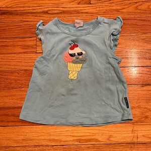 Polarn O. Pyret Swedish Brand Light Blue Ice Cream Graphic Kids Shirt- Used